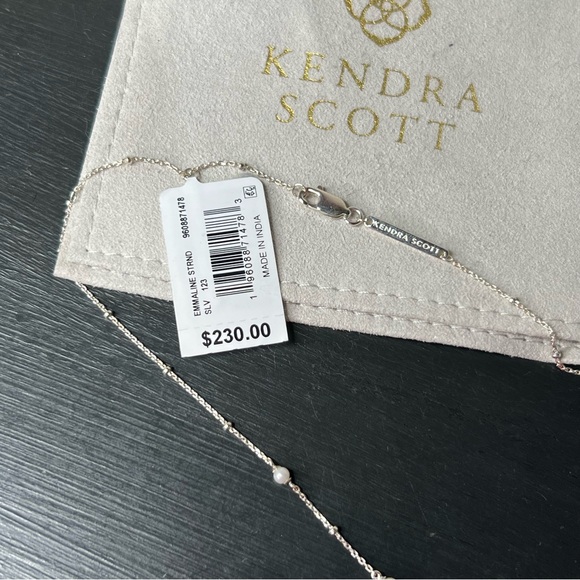 NWT Kendra Scott Emmaline Sterling Silver Strand Necklace in Freshwater Pearl - Picture 4 of 5